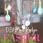 mod podge easter eggs hanging from easter tree